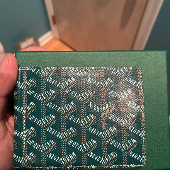 Goyard men’s bill fold green wallet bi fold card holder